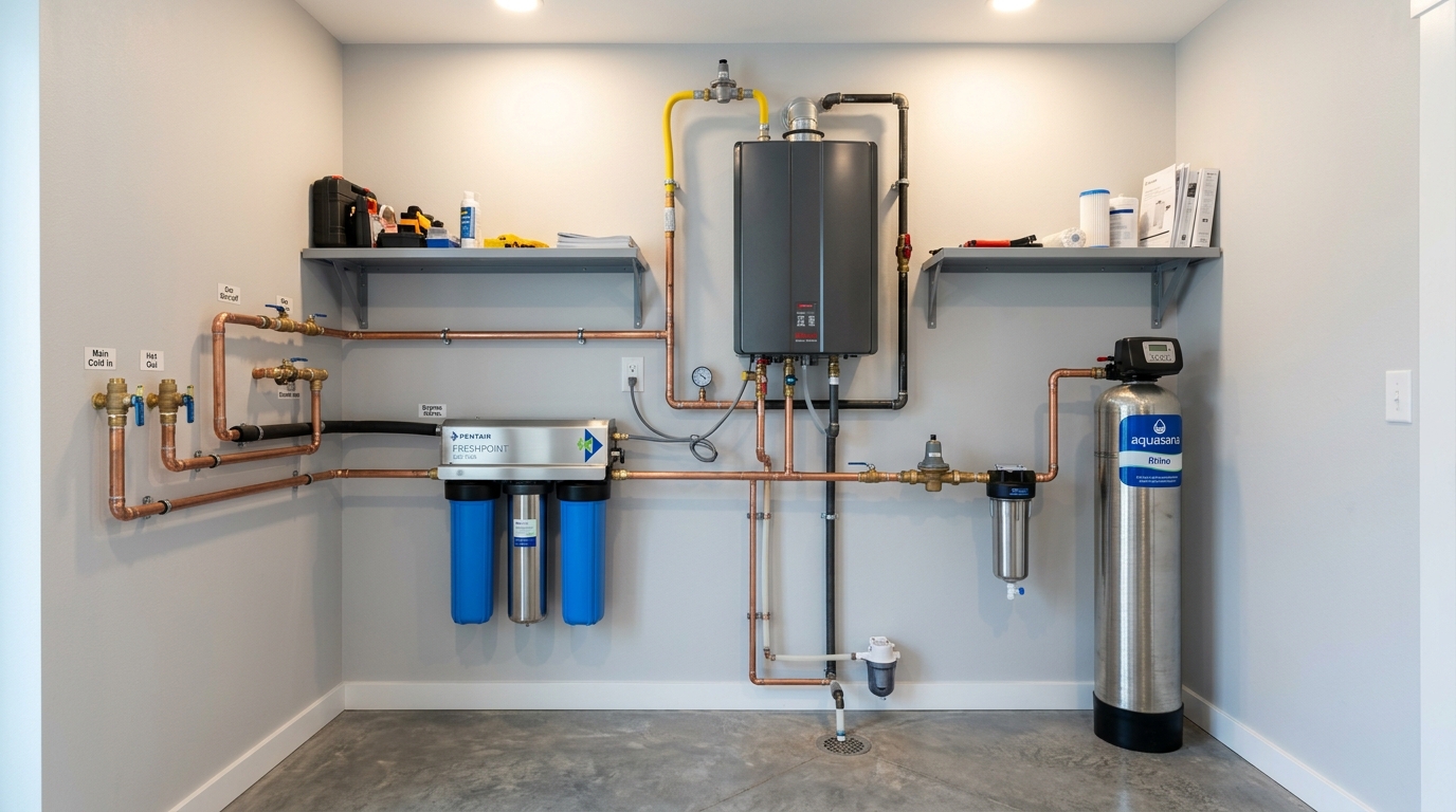 New Wall-Mounted Tankless Water Heater After Installation