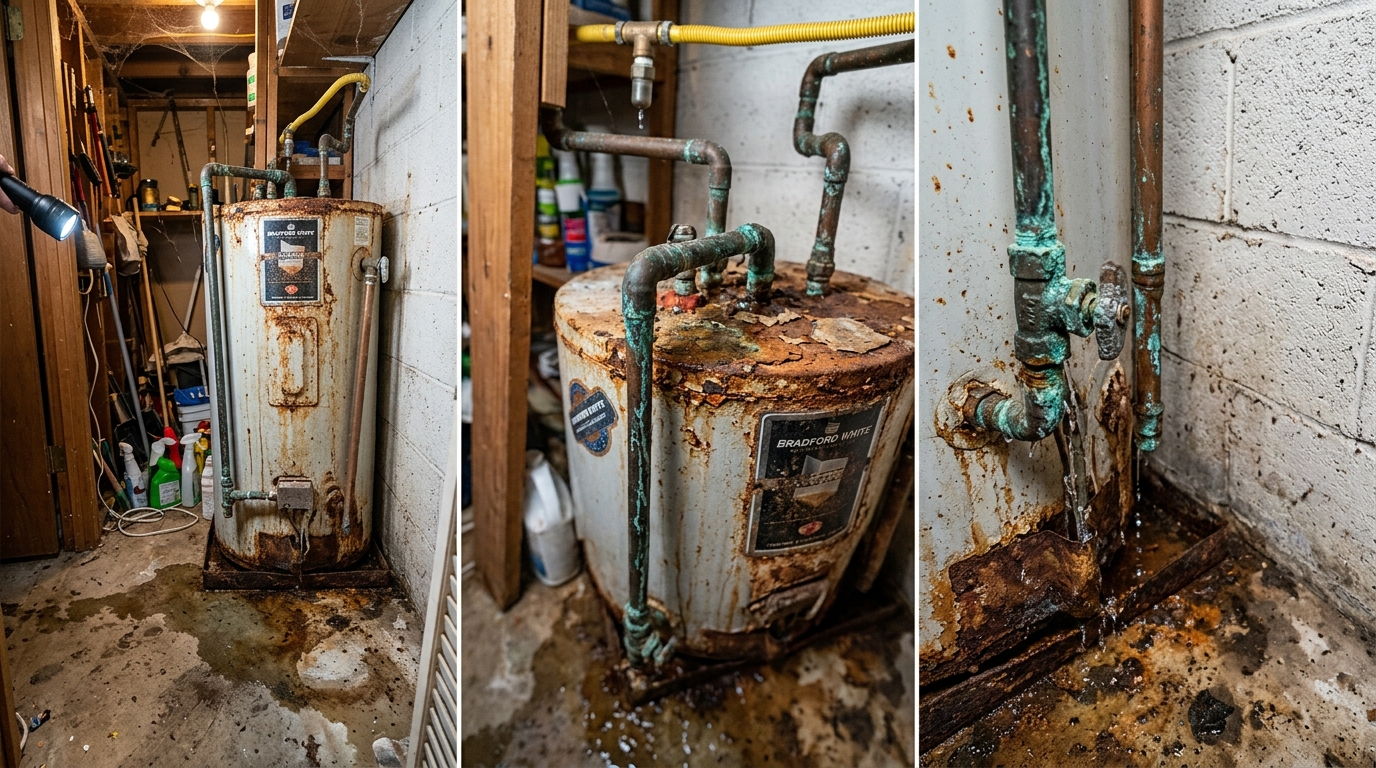 Corroded Rusted Water Heater Before Replacement